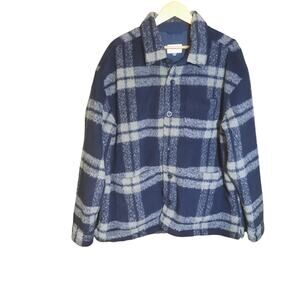American Eagle Mens Blue Plaid Patch Pocket Shirt Jacket Size XL